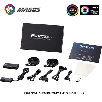 PHANTEKS Digital RGB LED Starter Kit, 1x Diaľkové A 2x D-RGB LED Pásy, Podpora ASUS/MSI M/B Kontrolu