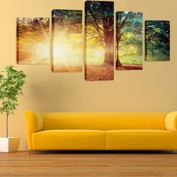 Plagáty na Stenu Umenie Domova Moderný 5 Panel Krásne Sunrise Prírodnej Krajiny HD Tlač Maľovanie Modulárny Obrázky Plátno