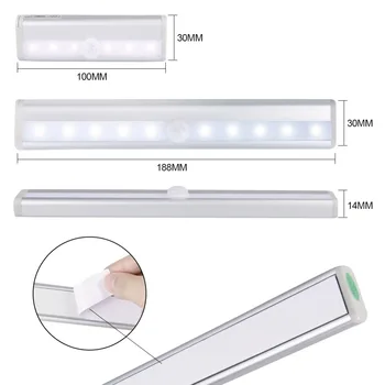 Pohybový senzor LED Nočné Svetlo Batérie, Žiarovky, Skrine Skrine, Kuchyne, Šatníka, Chodby Bar Kniha Svetlá Pevné Pásy Nástenné svietidlo