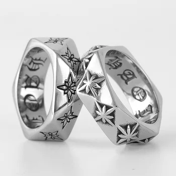 Polaris Star Mnohouholník Kvet z Nehrdzavejúcej Ocele Pánske Prstene Jednoduché Trendy pre Mužov Priateľ Biker Šperky Tvorivosti Darček Veľkoobchod