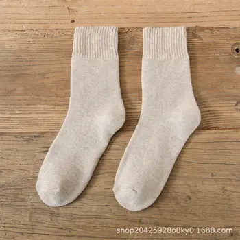 Ponožky pánske zimné bavlnené ponožky pánske mid-tube uterák zimné plus velvet hrubé pančuchy super hrubé teplé jesenné a zimné terry