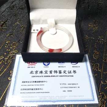 Poslať certifikát kuracie krvi jade náramok Jemne vytvorený červené a biele dve farebné 54-61mm žena náramok Šperky