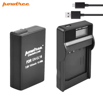 Powtree 1500mAh EN-EL14 ENEL14 Batéria +USB Nabíjačka Pre Nikon D3200 D3100 D3300 D5100 D5200 D5300 P7800,P7700,P7100,P7000,D