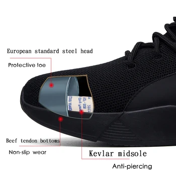 Pracovné topánky veľkosti 36-46 oceľovou špičkou, aby sa zabránilo punkcia, chrániť nohy, pánske ľahké priedušná športové bezpečnostná obuv, non-slip