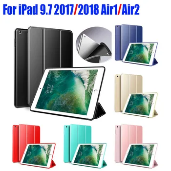 Pre iPad 9.7 palca 2018 2017 Prípade PU Kožené TPU Kremíka Späť Tenký, Ľahký Smart Cover pre iPad Air1 Air2 IPP1