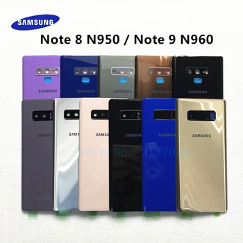 Pre Samsung Galaxy Note 9 N960 N960F Poznámka 8 N950 N950F Späť Sklenený Kryt Batérie Zadné Dvere Bývanie Prípade Fotoaparát Sklo Objektívu Rám