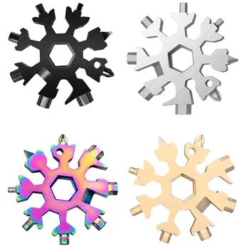 Prenosné 18 V 1 Mini Snowflake Multi Pocket Tool Skrutkovač Hex Kľúča Viacúčelový Tábor Prežiť Vonkajšie Túru Krúžok Na Kľúče Prívesok