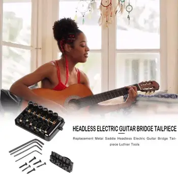 Prenosné 6 String Sedlo Kovové Bezhlavého Elektrické Hudobné Gitara Most Tailpiece Bytového Zariadenia, Gitara Základnej Dodávky