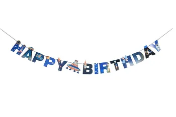 Priestor Tému Deti Happy Birthday Dekorácie S Happy Birthday Banner Visí Swirls Tortu Mulčovače Pre Narodeninovej Party Dodávky