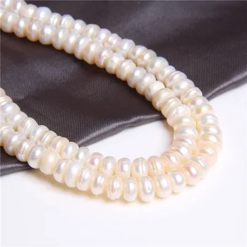 Prírodné ploché kolo perly, korálky reálne biela mince je 7-8mm Umelé sladkovodných perál pre šperky, takže veľkoobchod diy ženy perly