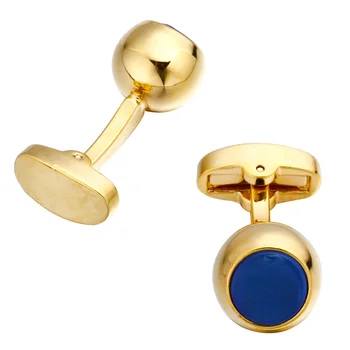 Pánske košele manžetové gombíky, Svadobné Šperky, Zlatá Farba s Modrým Opal Značky Loptičku Design High-grade Crystal manžetové gombíky