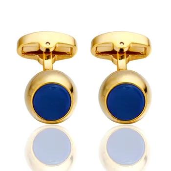 Pánske košele manžetové gombíky, Svadobné Šperky, Zlatá Farba s Modrým Opal Značky Loptičku Design High-grade Crystal manžetové gombíky