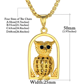 Pánske Módne Šperky, Zlato, Striebro Farby OWL Prívesok s Dlhým Reťazcom Náhrdelníky mens náhrdelníky Collier Femme