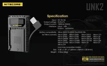 Pôvodné Nitecore UNK2 dual-slot USB kamery, nabíjačky pre kamery batéria EN-EL15/sk-SK EL15a/sk-SK EL15b