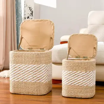 Ratanový slamy skladovanie stolice zmeniť topánky stolice skladovanie stolica môže sedieť ľudia pokryté úložný box gauč stolice osmanskej