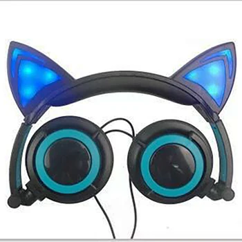 Renensin LED Svetlo Slúchadlá Skladacia Blikajúce Žiariace Mačka Ear Slúchadlá Gaming Headset Na PC, Notebooku, Mobilného Telefónu