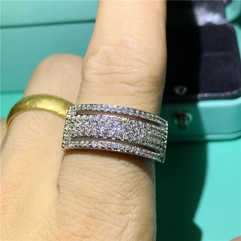Reálne 925 Sterling silver Očarujúce Promise ring Micro Pave Diamantové Zásnubné svadobné kapela krúžok pre ženy Strany Šperky