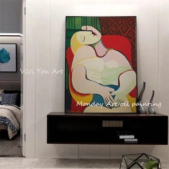 Ručne Maľované Picasso Sníva Žena, Abstraktné Umenie, Plátno, Maľovanie Umeleckých Obrazov Na Stenu Pre Obývacia Izba Domova Plagáty Štýl