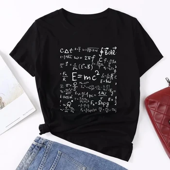Seeyoushy Matematický Vzorec, Letter Tlač Krátky Rukáv Plus Veľkosť 5xl Bavlna Žena Tshirts Streetwear Femme T-shirts Y2k Topy