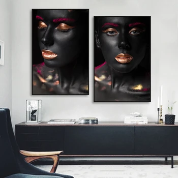 Sexy Afriky Čierna Žena Plátno Na Maľovanie Moderné Obrázok Umenie Plagáty Žien Obrázky Tlačiť Nástenné Maľby Pre Obývacej Miestnosti Dekorácie