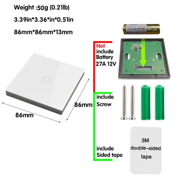 Smart Home Control Bezdrôtová Dotyková Light Switch rf 86 Prepínanie Stene Panel Dotykový Spínač ZAP/VYP,AC 110V 220V 10A Prijímač pre Ľahké