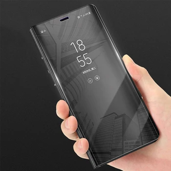 Smart Kože Flip Stojan Zrkadlo Prípade Huawei Mate 8 9 10 Pro Lite P8 P9 P10 Plus pre iPhone X 7 8 6 6 Plus Vymazať Zobrazenie Okna