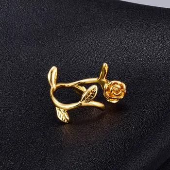 SOMMAR Módny Dizajn Zlatá farba veľkosť Resizeable snubný prsteň pre ženy Ruže, kvety, listy ceny v eurách letné šperky