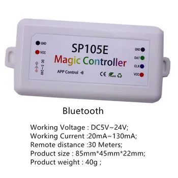 SP105E Bluetooth WS2811 WS2812B led controller SP108E SK6812 RGB/RGBW APA102 Hudby Colorfulx2 WS2801 pixelov Led Pásy, Led diódy