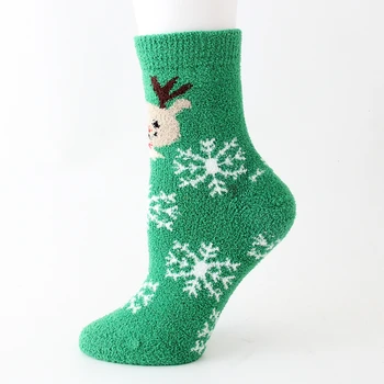 SP&MESTO 4pairs Vianoce, Santa Claus Tlač Roztomilý Ženy Ponožky Coral Fleece Hrubé Zimné Teplé Ponožky Cartoon Snehu, Nový Rok Ponožky