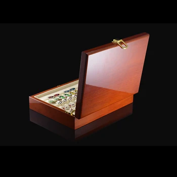 Starožitný Námestie Dreva Krúžok Náušnice Cufflink Šperky Zobraziť Okno Prípade Skladovania Organizátor Darčekovej Krabičke