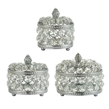 Strieborné Šperky Box Cestovné Comestic Šperky Rakve Crystal Úložný Box Krúžok Lady Prípade Prenosné Šperky, Náhrdelníky Organizátor