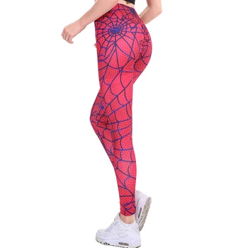 SVOKOR Legíny Ženy Farbou Nový Spider Line Tlač Legíny Polyester Hip Vysoký Pás Bežné prípravkov na Chudnutie, Fitness Leginy
