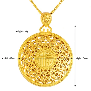 Sľubný Osem Pokladov Kompas Prívesok Príslušenstvo Antické Zlato Duté Pre Mužov a Ženy Náhrdelník Šperky Prázdninový Darček