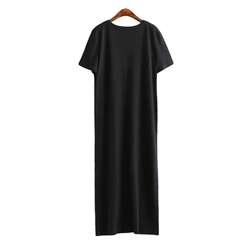 T Shirt Dress Ženy Lete Bežné Pláži Sexy Party Vintage Bodycon Boho Zábal Kórejský Bavlna Čierne Dlhé Elegent Šaty Plus Veľkosť