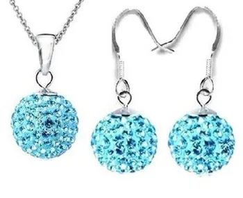 Tut54e Mix farieb 10 mm black white blue crystal Fashion Set Prívesok náhrdelník klincami drop Náušnice Šperky darček crystal