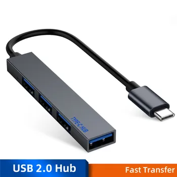 Typ C HUB 4 Port USB-C, USB 2.0 Rozbočovač Converter OTG Kábel pre Macbook Pro, iMac, PC, Notebook Notebook Príslušenstvo