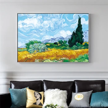 Van Gogh Cypress V Pšeničné Pole Plátno Umenie Maľby Slávneho Impresionistického Obrazy Reprodukcie Obrazov Na Stenu Domova