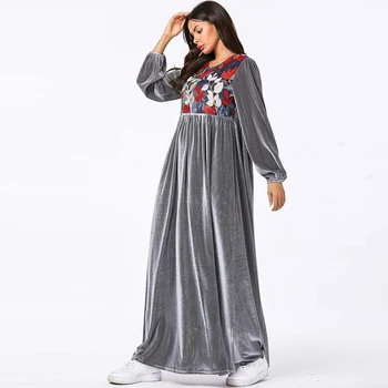 Velvet Abaya Turecko-Islamské Arabčina Dlho Moslimské Oblečenie Kaftane Kaftan Tesettur Elbise Hidžáb Šaty Vestidos Župan Musulmane Longue
