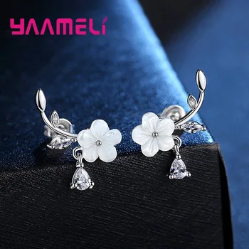 Veľký výpredaj Tvorivé Slivka Pobočky Krištáľové Náušnice pre Ženy kórejský Módne Geometrické Stud Náušnice Kvet Príslušenstvo Šperky