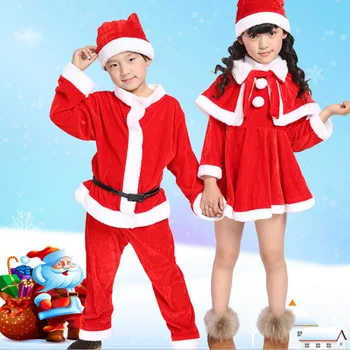 Vianočné Dieťa Santa Claus Kostým Dieťa Cosplay Chlapci Oblečenie S Dlhým Rukávom Batoľa Dievčatá Červené Šaty Roztomilé Dieťa Dieťa Zimné Šaty