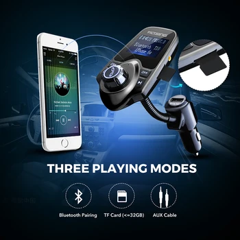 VicTsing Adaptér Bluetooth Handsfree, FM Vysielač Bezdrôtového V-Car Audio Adaptér s USB Portom 1.44 Palcový Displej pre Auto Aux