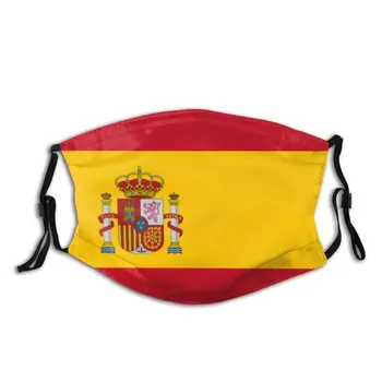 Vlajka Španielska Dospelých Umývateľný Úst Tvár Masku Vzor Proti Prachu Ochrana Kryt Úst Utlmiť s Filtrami