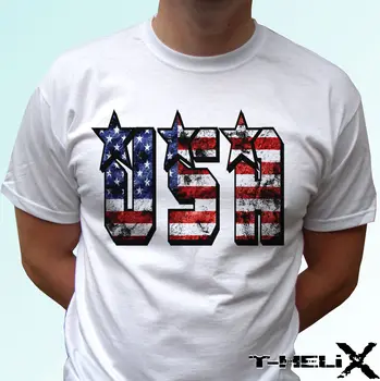 Vlajku USA - biele tričko top Amerike tee dizajn - pánske dámske kids & baby veľkostí