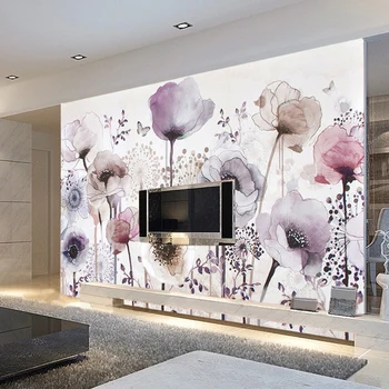 Vlastné Nástenné Tapety 3D Fashion Akvarel Ručne Maľované Kvet Kvetinový Obývacia Izba TV joj Domova Tapety Maľby