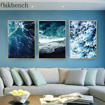 Vlny Nástenné Maľby Modrý Oceán Plátno Tlačiť Mora Krajiny Plagát Nordic Plagáty A Vytlačí Steny V Obývacej Izbe Umenie Obrázky A Decor
