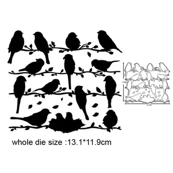 Vtáky na Pobočke Pásu Rezanie Kovov Zomrie roku 2020 Nové Blany zomrie DIY Scrapbooking zomrie Razba Papier Karty Robiť Plavidlá zomrie