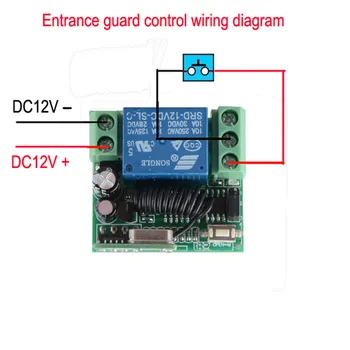 Vysielač, Prijímač 12V 1CH RF Wireless Remote Control Switch S 2 KS Biela 1 Tlačidlo Radiče 433MHZ