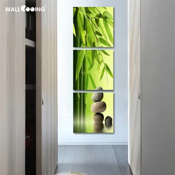 Wallcooing 3 ks sada umelec plátno stále života maľovanie a bambusu formy vertikálne kameň Plátno, Vytlačí Obrázky obrázok izba