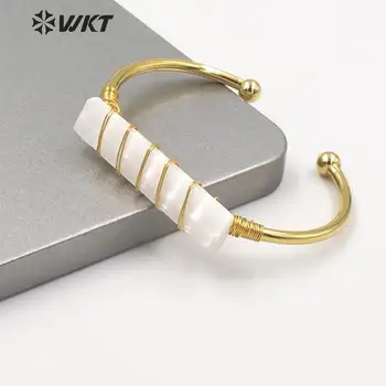 WT-B567 Špeciálne populárne ženy náramok dlho kúzlo selenite náramok v zlatom vysokej kvality handmaded drôt zabalené putá náramok
