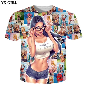 YX DIEVČA Drop shipping 2018 lete Nové Módne 3d t shirt Sexy krása Anime Vytlačiť Mens Ženy Tee košele bežné Cool tričko